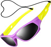 ATTCL Kids Hot TR90 Polarized Sports Sunglasses For Boys Girls Child Age 3-10 5025-purple-yellow