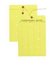Inter-Departmental Envelopes with String & Button Closure, 10" x 13" 1-Side, Yellow, 100 per Carton (QUA63576)