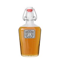 Personalized Swing Top Pocket Flask Glass Bottle- Monogram Initial Pewter Engraved Crest - Novelty for Weddings, Birthdays or any Special Occasions by Fine Occasion - Pick Your Letter (L, 8oz)