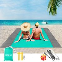 ISOPHO Outdoor Beach Blanket 79'' x 83'' Waterproof Picnic Blanket, Extra Large Lightweight Beach Mat, Compact Pocket Blanket, Sand Proof Mat for Travel, Camping, Hiking - with 4 Portable Tent Pegs