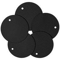 5Pcs Extra Thick Silicone Trivet MAT, HOT Pads Non-Slip Silicone Insulation Mat for Home Use (Black)