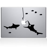 The Decal Guru Shark Party Under The Sea MacBook Decal Vinyl Sticker - 13" MacBook Air - Black (0192-MAC-13A-BLA)