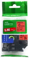 LM Tapes - Brother PT-200 Label Printer 6mm Black on Red Compatible TZe P-touch Tape (1/4" 0.23 Laminated) for Brother Model PT200 Label Maker