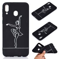 Ostop Black Silicone Case for Samsung Galaxy A40,Soft TPU Ultra Thin Slim Lightweight Matte Phone Case with Creative Pattern Flexible Rubber Gel Shockproof Protective Cover,Ballet Girl