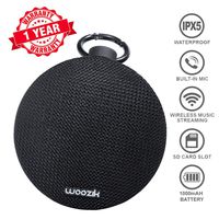 Bluetooth 4.2 Speaker, Woozik Go Portable Speaker with Enhanced Stereo and Bass, IPX5 Waterproof, 10H Playtime, Built-in Mic, Micro SD Card Slot, Micro-USB Charging Input