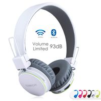Kids Bluetooth Headphones Foldable Volume Limiting Wireless/Wired Stereo On Ear HD Headset with SD Card FM Radio in-line Volume Control Microphone for Children Adults (White)
