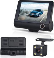 Three Shots Dual Lens 4" HD 1080P Vehicle Car Dash Cam Rear Video Camera Recorder DVR