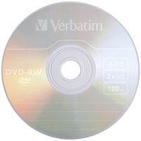 Verbatim 4.7 GB 2x ReWritable Disc DVD-RW, 10-Disc Jewel Case 94918