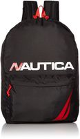 Nautica Men's Horizontal Zip Polyester Backpack With Padded Laptop Sleeve, black, One Size