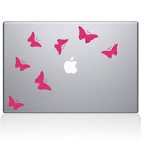 The Decal Guru 1029-MAC-11A-BG Butterflies Decal Vinyl Sticker, 11" Macbook Air, Pink