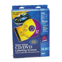 Avery CD/DVD Design Kit with 40 Matte Labels & 10 Inserts for Ink Jet Printer (8965)