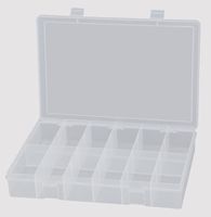 Durham LP12-CLR Polypropylene Large Box, 12 Compartment, 9" Length x 13-1/8" Width x 2-5/16" Height, Clear