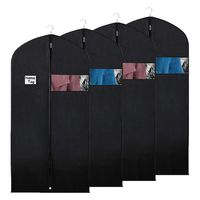 Syeeiex Suit Storage Garment Bags - Travel 50-inch Coat Protector Bag with Clear Window and ID Card Holder for Suit, Long Jacket, Dresses, Set of 4