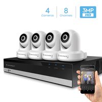 Amcrest 3MP Security Camera System w/ 4K 8CH NVR, (4) x 3-Megapixel Dome WiFi IP Cameras, Pan/Tilt Surveillance, Dualband 5ghz / 2.4ghz, Two-Way Audio, NV2108-IP3M-941W4 (White)