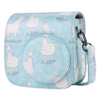 Brappo PU Leather Instant Camera Case for Fujifilm Instax Mini 8 /Mini 8+ /Mini 9 with Adjustable Strap and Pocket (Ice Blue Sheep)