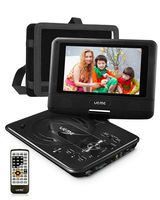 UEME Mini DVD Player for Kids with 7 inches Swivel Screen and Internal Rechargeable Battery, Support DVD CD USB SD Card, with Car Headrest Mount Holder, Region Free