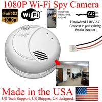 SecureGuard 1080P WiFi Smoke Detector HD Hidden Spy Camera Wireless IP Cloud P2P Wi-Fi Mobile Covert Nanny Cam Spy Camera Gadget (Replace Your existing Fire Alarm, 110V AC Quick Connector, See Pics)