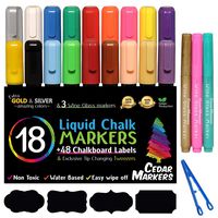 Cedar Markers Liquid Chalk Markers - 18 Pack Chalkboard Markers for Chalkboards. Reversible Bullet and Chisel Tip. Chalk Board Marker Paint Water Based Non-Toxic.