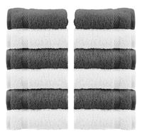 White Classic Luxury Cotton Washcloths - Large Hotel Spa Bathroom Face Towel | 12 Pack | (6-Grey/6-White)