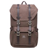 KAUKKO Laptop Outdoor Backpack Travel Hiking Camping Rucksack Casual College Daypack Fits 15" (E5-1Canvas Coffee)