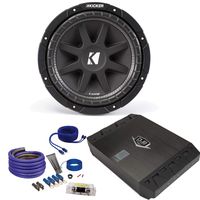 KICKER 10" Comp Subwoofer, Jensen DUBa2100 200 Watt Amp and an Amp Wire kit Package