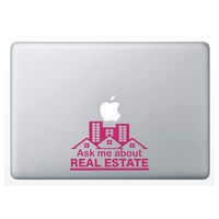 Crazy4Decals Ask ME About Real Estate Decal Vinyl Sticker 20 Colors for Laptops, Ipads, Car Windows, Doors, Office Walls Realtor and Any Smooth Surface. 3 Different Sizes (Pink, 6" Wide x 3.5" Tall)
