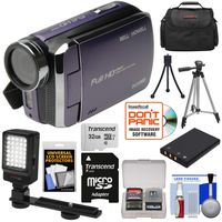 Bell & Howell DV30HD 1080p HD Video Camera Camcorder (Purple) with 32GB Card + Battery + Case + Tripods + LED Video Light + Kit