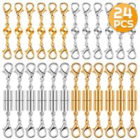 Anezus 24Pcs Necklace Clasp Magnetic Jewelry Locking Clasps and Closures Bracelet Extender for Necklaces, Bracelets and Jewelry Making (Silver & Gold)