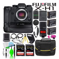 Fujifilm X-H1 Mirrorless Digital Camera with Vertical Power Booster Grip (16568755) Bargain Bundle - Includes - (2) SanDisk 64GB Extreme PRO SD Cards + Godox TTL Flash + Camera Bag + Tripod + More