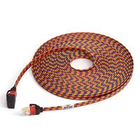 CAT7 Weave Shielded Ethernet Cable Flat Patch Cable FTP Patch Cord LSOH Engineering Grade Network Cable (15M, Red1)