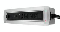 Yolkvisual Motorized Connectivity Box for Conference Room Tables 3 AC + 1 HDMI + 1 USB Type C + 1 VGA + 2 RJ45 + 1 USB, Silver Color