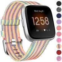 NANW Compatible with Fitbit Versa Bands, Versa Lite Edition Bands Small Large, Woven Fabric Accessories Strap Wristband Replacement Women Men
