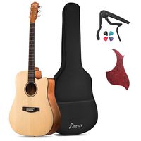 Donner DAD-140C Beginner Acoustic Guitar Full Size, 41" Cutaway Guitar Bundle with Gig Bag Capo Picks Strap String
