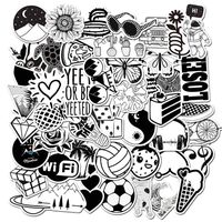 SosoJustgo2 70 Pcs Popular Cute Sticker Hippie Decals Laptop Luggage Stickers Graffiti Stickers Waterproof Stickers Suitcase Car Bike Skateboard Guitar Stickers(50 Pcs Black White Style)