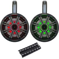 Kicker PowerSports Black Weatherproof Tower Enclosures 6.5" Charcoal Marine LED OEM Replacement Speakers