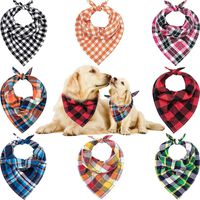 Dog Bandana - 8 PCS Birthday Gift Washable Dog Bandana - Triangle Red Black Green Blue Orange Pink Plaid Printing Dog Bibs Kerchief Set Scarf Accessories for Small to Large Dogs Puppies Cats Pets