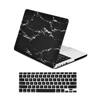 TOP CASE - 2 in 1 Signature Bundle Black Marble Pattern Hard Case + Black Keyboard Cover Compatible MacBook Pro 13.3" with Retina Display Model: A1425 and A1502 (Release 2012-2015)