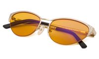 Blue Light Blocking Computer Glasses Women Orange Tinted Lens Stylish Reading Glasses Half-rim Cat-eye Night Time Sleep Eyeglasses with Crystals (Gold Frame,+1.0)