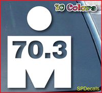 SoCool - Ironman Triathlon 70.3 - Vinyl 4" tall (Color: WHITE) decal laptop tablet skateboard car windows stickers