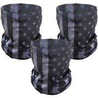 PAMASE 3 Pcs American Flag Outdoor Face Mask- Multifunctional Seamless Microfiber American Flag UV Protection Face Neck Shields Headwear for Men&Women Motorcycle Hiking Cycling Ski Snowboard(Grey)