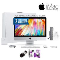 Apple 21.5-Inch iMac with Retina 4K Display MRT32LL/A (Early 2019) with Deluixe Cleaning Set, PowerStrip, 2 Year Extended Warranty, 32GB USB Stick, Apple EarPods, and More