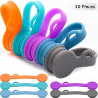 10 Pieces Magnetic Cable Clips Magnetic Cable Organizers Twist Ties Earbuds Cords Winder USB Cable Manager Bookmark Clips, 5 Colors