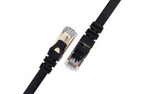 Cat7 Black Ethernet Cable 25Ft 1 Pack Double Shielded Flat Cable - High Speed Internet Network Cable Up to 10 Gigabit-Gold Plated Rj45 Connectors (25ft, Black)