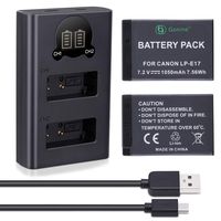Gonine LP-E17 Battery 2-Pack and USB Charger Upgraded with LCD Display for Canon LP-E17, LC-E17, LC-E17C, Canon Rebel SL2 SL3, T6i, T6s, T7i, EOS M5, M6, 750D, 760D, 8000D, KISS X8i Cameras.