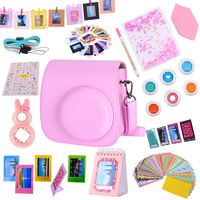 Tiessic Instax Mini 9 Camera Accessories Bundles Compatible with Fujifilm Instax Mini 9 Mini 8 Mini 8+ Camera with Mini 9 Case,64 Photos Mini Photo Album,etc. (Pink，14 Items)