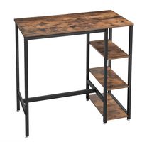 VASAGLE ALINRU Bar Table, High Dining Table with 3 Storage Shelves, Industrial Bar Counter with Stable Iron Structure, for Kitchen, Dining Room, Living Room, Rustic Brown ULBT11X
