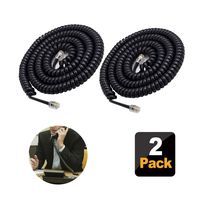 2 Pack - Telephone Cord - Phone Cord - 11.5 Ft Uncoiled / 1.8 ft Coiled Handset Cord - Coiled Landline Telephone Accessory - Universally Compatible