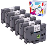 Hehua Compatible 6mm 0.23 Inch P Touch TZe TZ Tape Replace for Brother TZe-211 TZe211 TZ211 TZ-211 for PTD210 PTD200 PTH110 PTD400 PTD600 PT1290 Label Maker (Black on White, 1/4 in x 26.2ft)