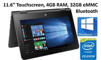 HP X360 11.6-Inch Touchscreen 2-in-1 Convertible Premium HD Laptop (Intel celeron N3060, 4GB RAM, 32GB eMMC, Windows 10)