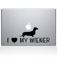 The Decal Guru I Love My Wiener Decal Vinyl Sticker, 12" MacBook, Black (1448-MAC-12M-BLA)